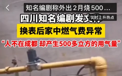 难题给了成都：知名编剧爆料：人在海南2个月，成都家燃气用500方